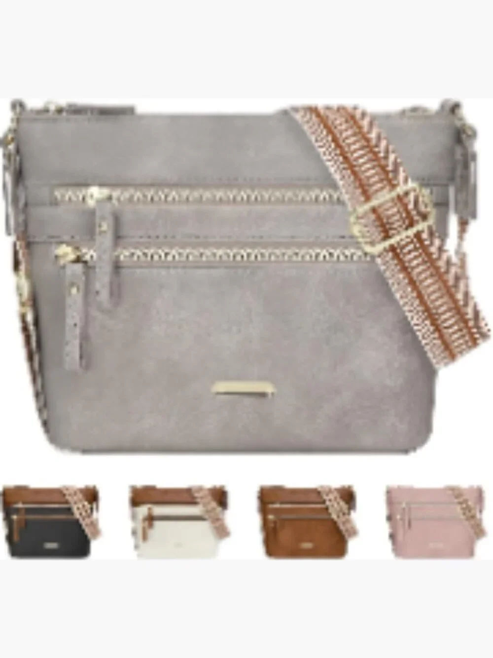 Trendy Crossbody Bag for Women PU Leather Adjustable Strap Zip Closure